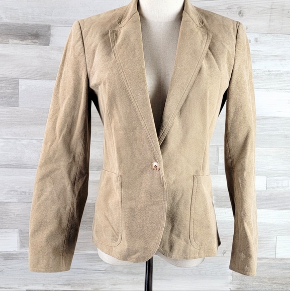 Blassport by Bill Blass UltraSuede Neutral Tal Lightweight Single Button Blazer - Picture 2 of 16